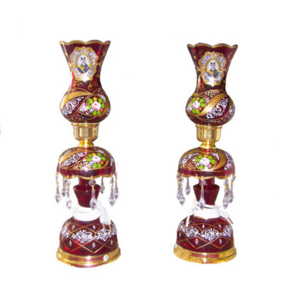Classic Persian Laleh Abbasi Crystal Table Lamp with Hanging Glass Drops