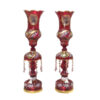 Traditional Red Shah Abbasi Laleh Abbasi Crystal Lamp with Hanging Drops