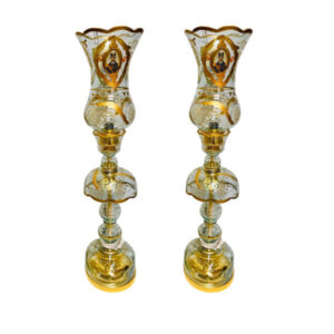 Traditional White Shah Abbasi Crystal Table Lamp with Hanging Drops