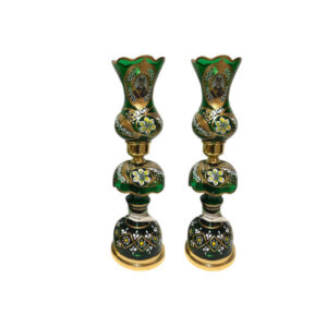 Traditional Green Shah Abbasi Laleh Abbasi Lamp with Hanging Glass Drops