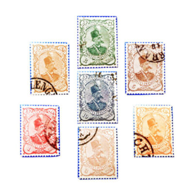 Collection of 7 Mozaffar ad-Din Shah Qajar Stamps