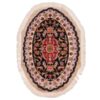 Hand-Knotted Persian Tabriz Rug (Classical Oval Floral Medallion) - Black Silk & Wool