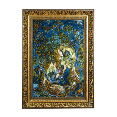 Hand-Knotted Persian Silk Miniature Wall Hanging Rug – Tamanaye Navazesh, Tabriz