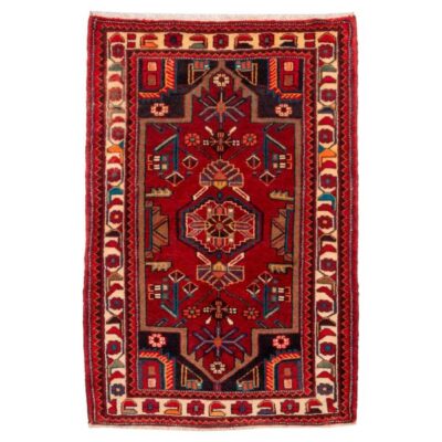Authentic Persian Prayer Rug Hand-Knotted & Luxurious Sajada Geometric