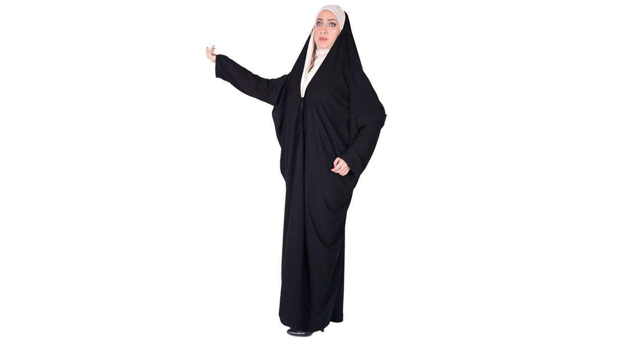 Emirati Style Black Chador with Sleeves – Full Coverage Abaya Gown