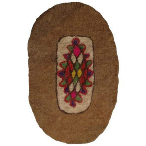 Persian Wool Felt Rug – Natural Geometric Oval Design