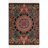 Hand-Knotted Persian Qom Silk Rug (Fine Art Black Floral Contemporary Design) - Black