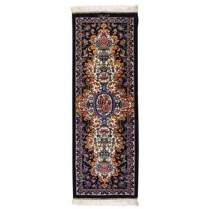Hand-Knotted Silk Runner Tablecloth – Garden Motif Black