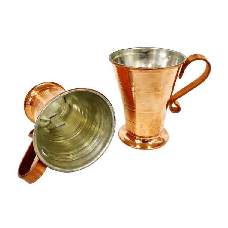 Persian Copper Cup – Handcrafted with Handle for Cold Drinks – Hammered Mesri