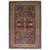 Hand-Knotted Persian Karen Rug (Intricate Tribal Geometric Medallion) - Blue Kork Wool