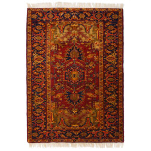 Hand-Knotted Persian Varna Rug (Tribal Classical Floral Medallion) – Orange & Red Silk & Wool