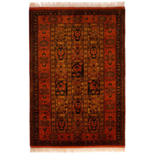 Hand-Knotted Persian Vista Rug (Tribal Bakhtiari Garden Panel) – Orange Silk & Wool