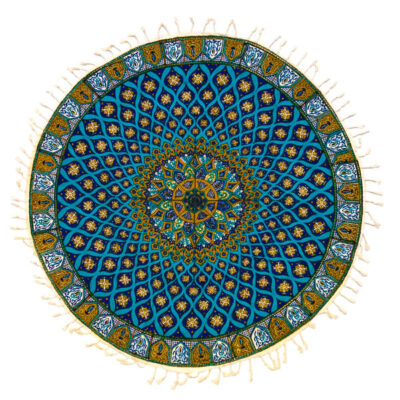 Iranian Tablecloth: Isfahan's Traditional Kalamkari Block Print Blue Galaxy II