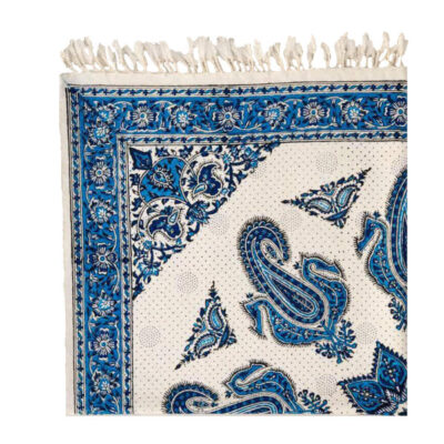 Iranian Tablecloth: Isfahan's Traditional Kalamkari Block Print Blue Sky