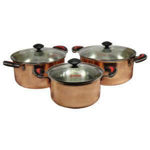 Persian Copper Cookware Set – Traditional Hammered 3-Piece Set, Model 2030