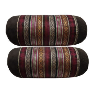 Set of 2 Traditional Persian Cylindrical Bolster Pillow with Velvet Fabric I-Brown