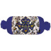 Traditional Persian Cylindrical Bolster Pillow with Velvet Fabric Blue