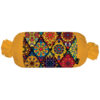 Traditional Persian Cylindrical Bolster Pillow with Velvet Fabric Yellow