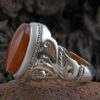Persian Yemeni Aqeeq Silver Ring for Men Model Minister