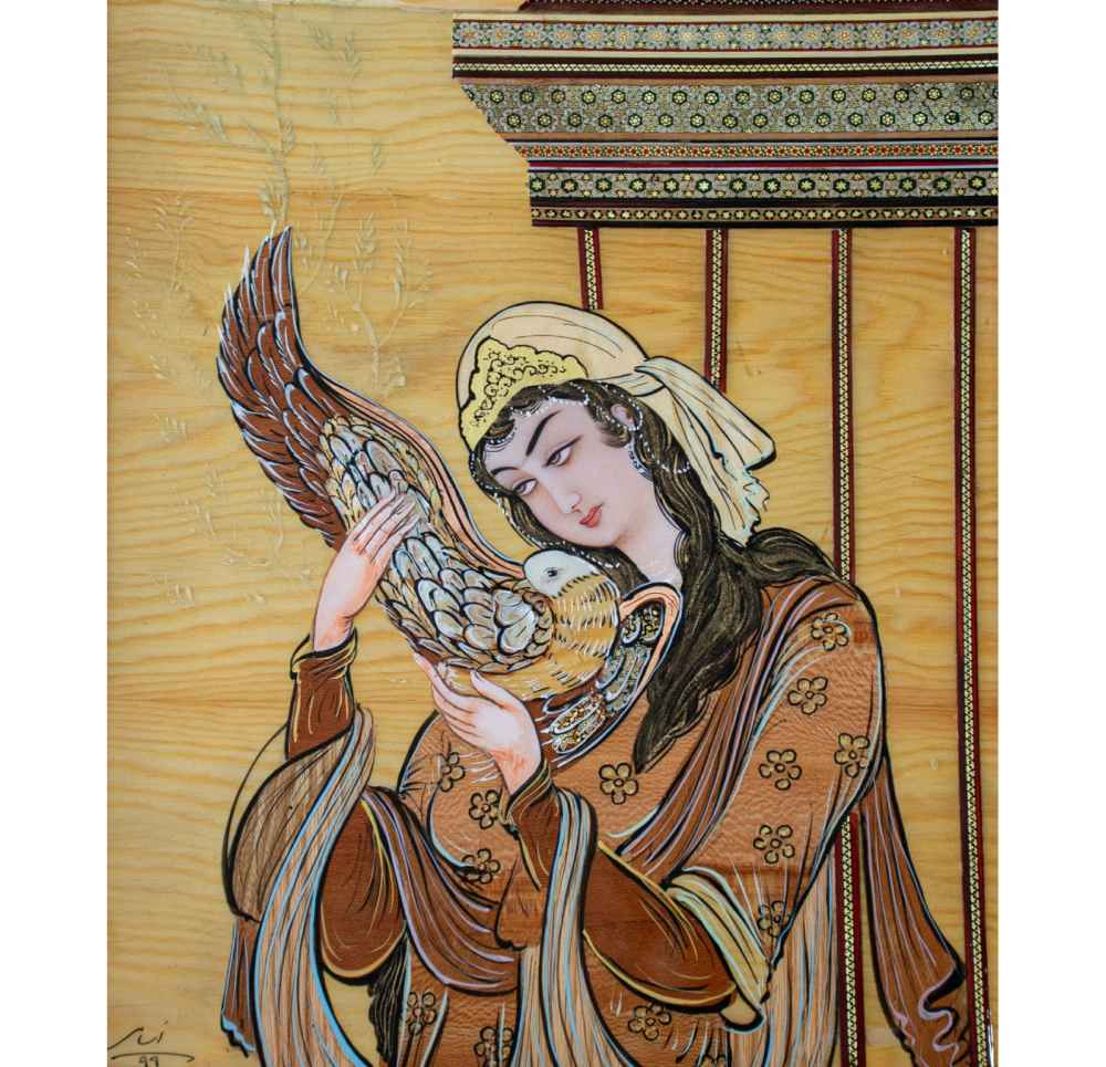 Marquetry Wood Inlay Art – Artistic Persian Lady of love