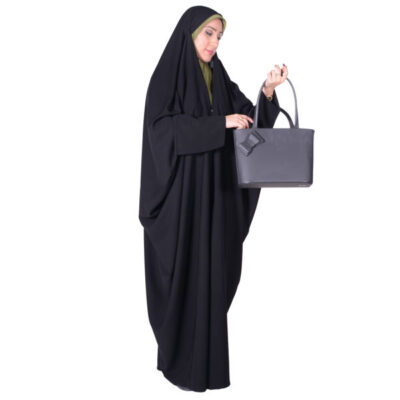 Lebanese Style Arabic Black Chador with Sleeves for Outdoor Wear