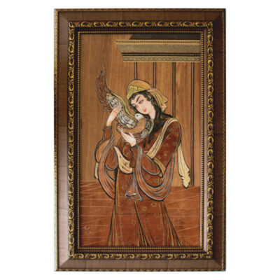 Persian Lady of Love Marquetry Wall Art – Traditional Iranian Wood Inlay Artwork