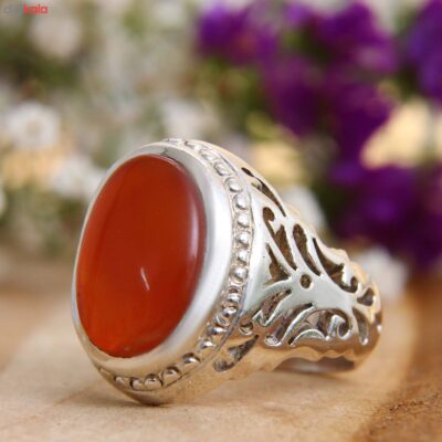 Yemeni Aqeeq Silver Gemstone Ring for Men – King Model, Traditional Persian Design