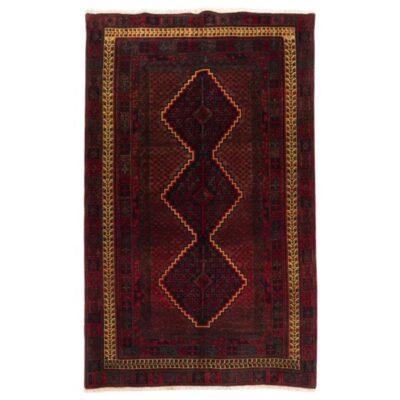 Old Persian Sirjan Rug (Traditional Tribal Geometric Medallion) - Red Wool