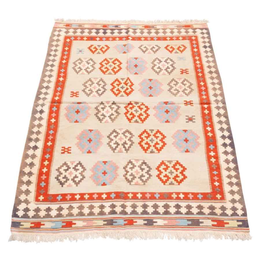 Pink Vintage Qashqai Kilim Rug – Handwoven Fars Wool Geometric