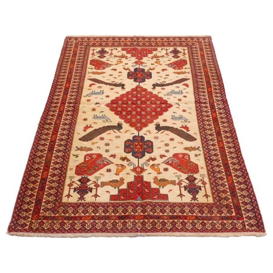 Peacock Motif Vintage Sirjan Kilim Rug – Handwoven Persian Wool
