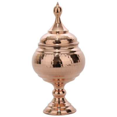 Footed Handcrafted Persian Copper Sugar Bowl with - Hammered