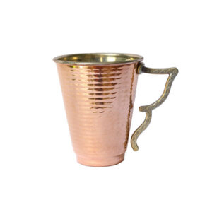 Persian Copper Cup – Handcrafted with Handle for Cold Drinks – Hammered Butterfly
