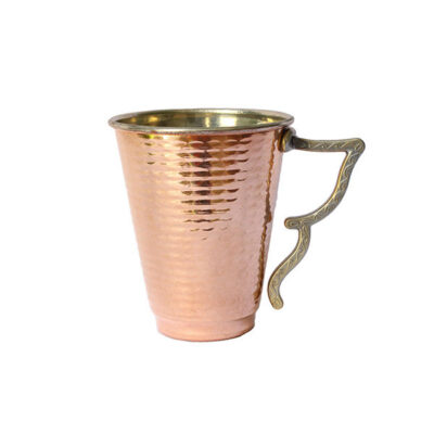 Persian Copper Cup - Handcrafted with Handle for Cold Drinks - Hammered Butterfly