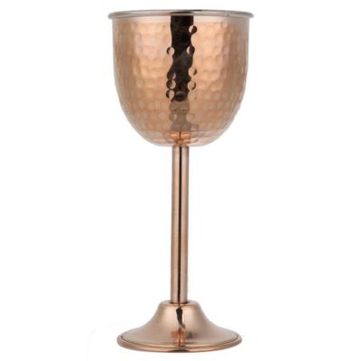 Handcrafted Persian Copper Wine Glass Stemware - Hammered Model Azin