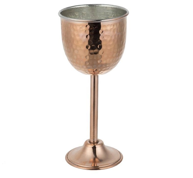 Handcrafted Persian Copper Wine Glass Stemware – Hammered Model Azin
