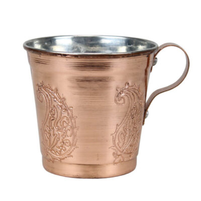 Persian Copper Cup - Handcrafted with Handle for Cold Drinks - Hammered