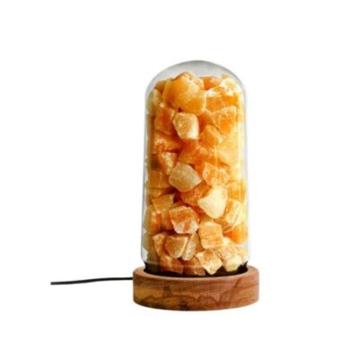 Persian Cylindrical Salt Lamp with Natural Salt Rock for Bedroom and Living Room