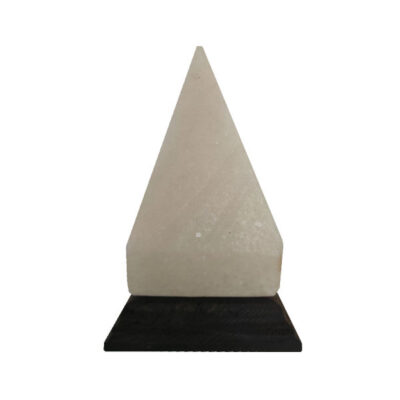Pyramid Salt Lamp with Wooden Base for Bedroom and Living Room
