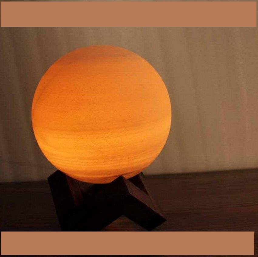 Persian Globe Salt Lamp – Handcrafted Planet Design with Wooden Base