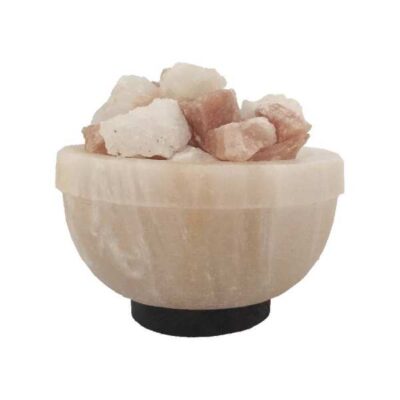 Persian Bowl Salt Lamp with Volcano Design and Natural Salt Chunks for Living Room