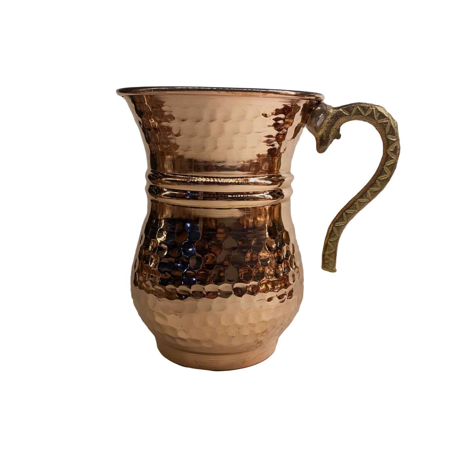 Persian Copper Cup – Set of 6 Handcrafted with Handle for Cold Drinks – Hammered