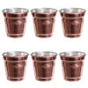 Persian Copper Cup - Set of 6 Handcrafted with Handle for Cold Drinks - Hammered Diamond