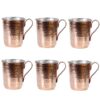 Persian Copper Cup - Set of 6 Handcrafted with Handle for Cold Drinks - Hammered Lale