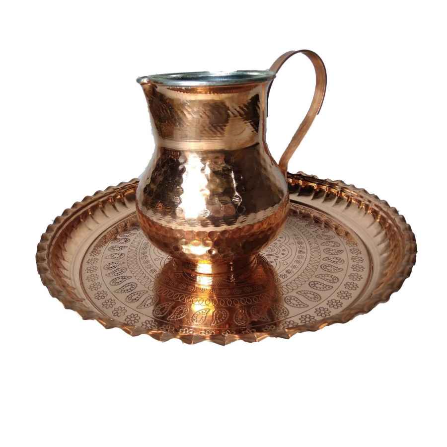 Persian Copper Cup – Set of 8 Handcrafted with Handle for Cold Drinks – Hammered Lale