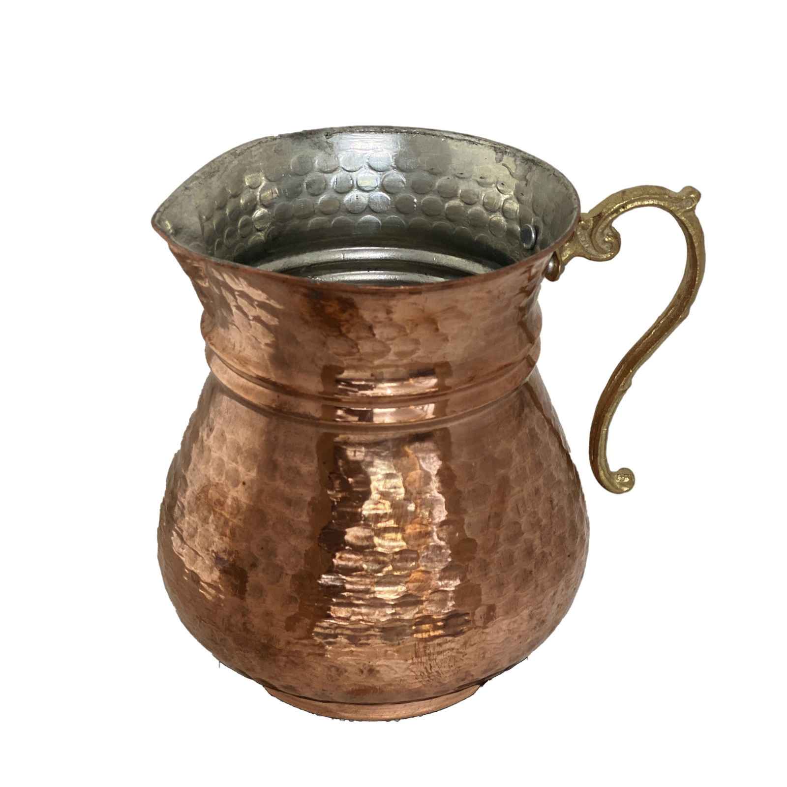 Persian Copper Cup – Set of 8 Handcrafted with Handle for Cold Drinks – Hammered Moon
