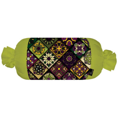 Traditional Persian Cylindrical Bolster Pillow with Velvet Fabric Green
