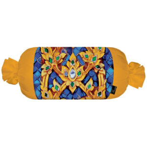Traditional Persian Cylindrical Bolster Pillow with Velvet Fabric Tala