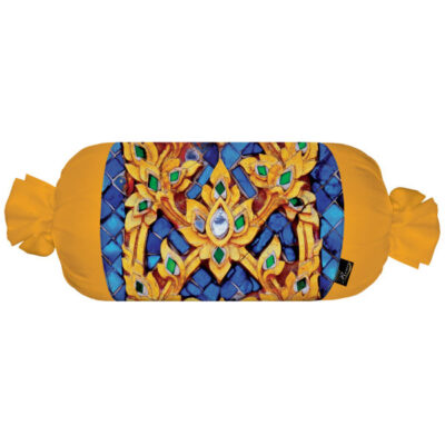 Traditional Persian Cylindrical Bolster Pillow with Velvet Fabric Tala