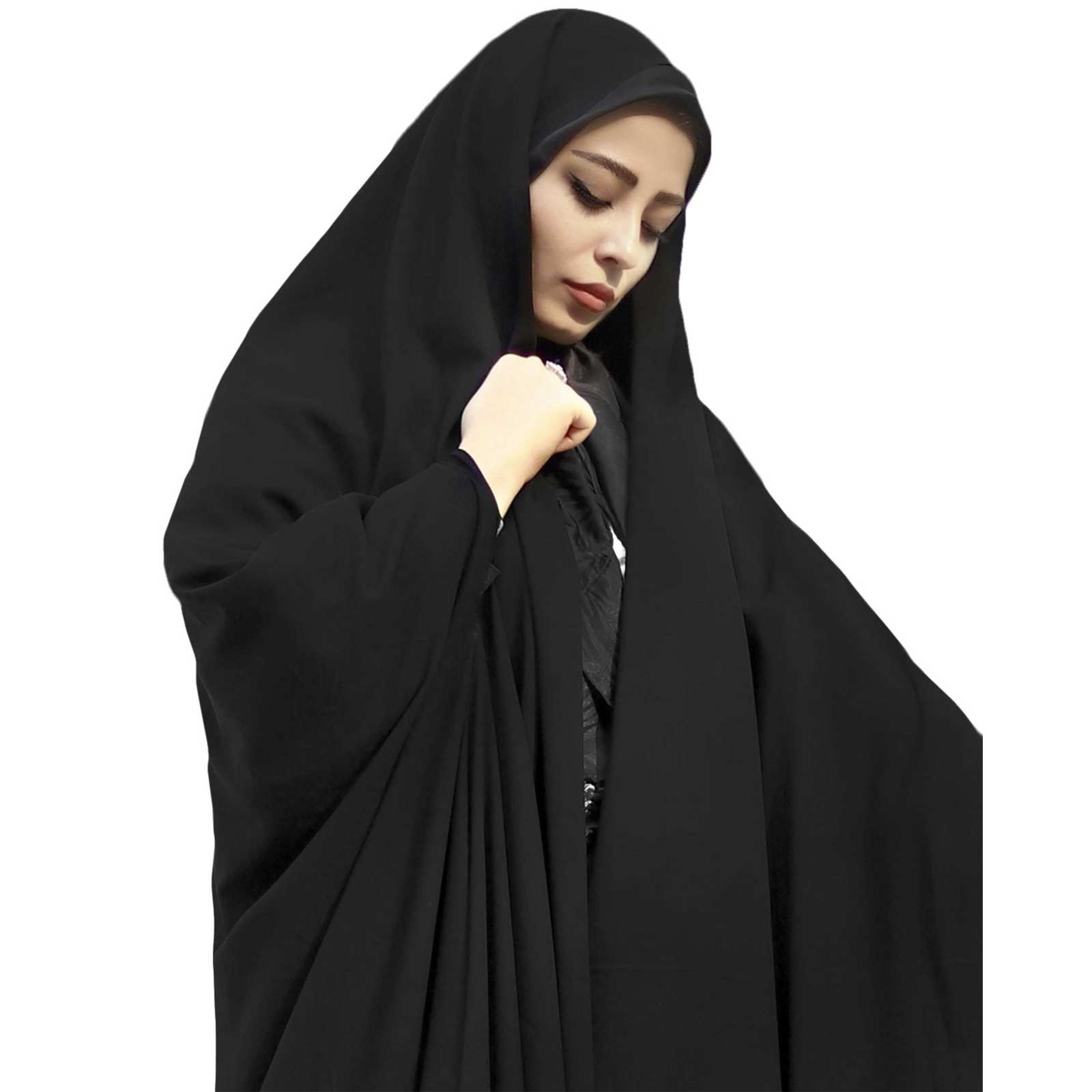 Elegant Black Islamic Chador – Full Length Overhead Muslim Wear
