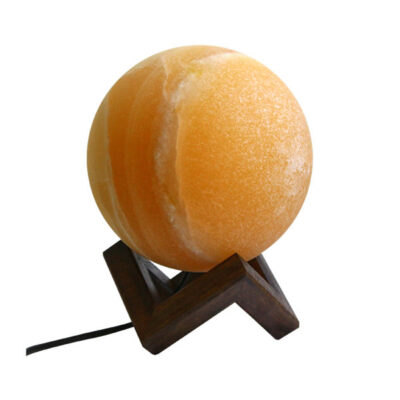 Persian Globe Salt Lamp with Araz Design and Wooden Base for Bedroom and Living Room